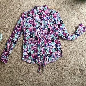 “Vince Camuto” Tie Floral Blouse